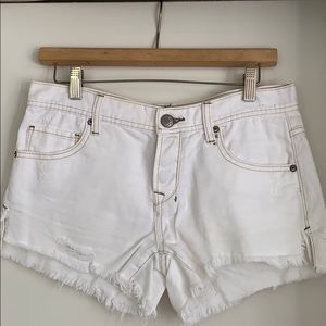 Free People white jean short